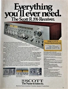 "Scott R376 1977 receptor estéreo anuncio impreso 8,5 x 11" - Imagen 1 de 1