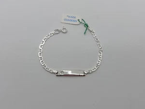 BRACCIALE DA BAMBINO UNISEX A MAGLIA GRUMETTA CON TARGA IN ARGENTO 925 (0352) - Foto 1 di 8
