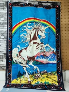 Vintage 80er Pegasus Space samtiger Wandteppich groß psychedelisch nostalgisch Einhorn - Bild 1 von 4