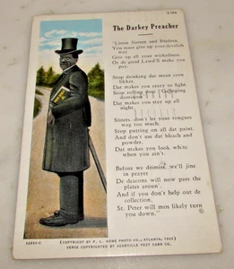Antike Postkarte 1936 The Darkey Preacher Poem Atlant 1905 Florida - Bild 1 von 2