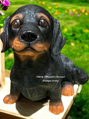 Adorável estátua de cachorro salsicha Dachshund filhote de resina nova - Imagem 1 de 4