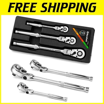 Versatile 3-Piece Ratchet Set with Reversible Flex-Head - Max Torque Efficiency - Image 1 of 4