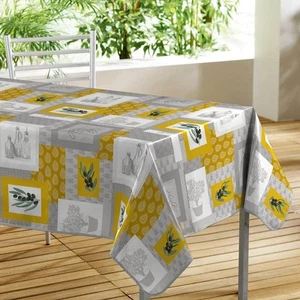 Tischdecke Leinwand gewachst rechteckig - 140 x 300 cm - Oliven und grafische Motive - - Bild 1 von 2