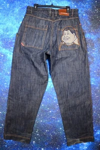 Jeans uomo FUBU platino 35x33 blu denim grasso Albert grafica hip hop Y2K larghi - Foto 1 di 10