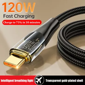2M 120W 6A Cable de Carga Rápida Cable de Carga Rápida USB-C a USB-C Tipo C Cable - Imagen 1 de 19