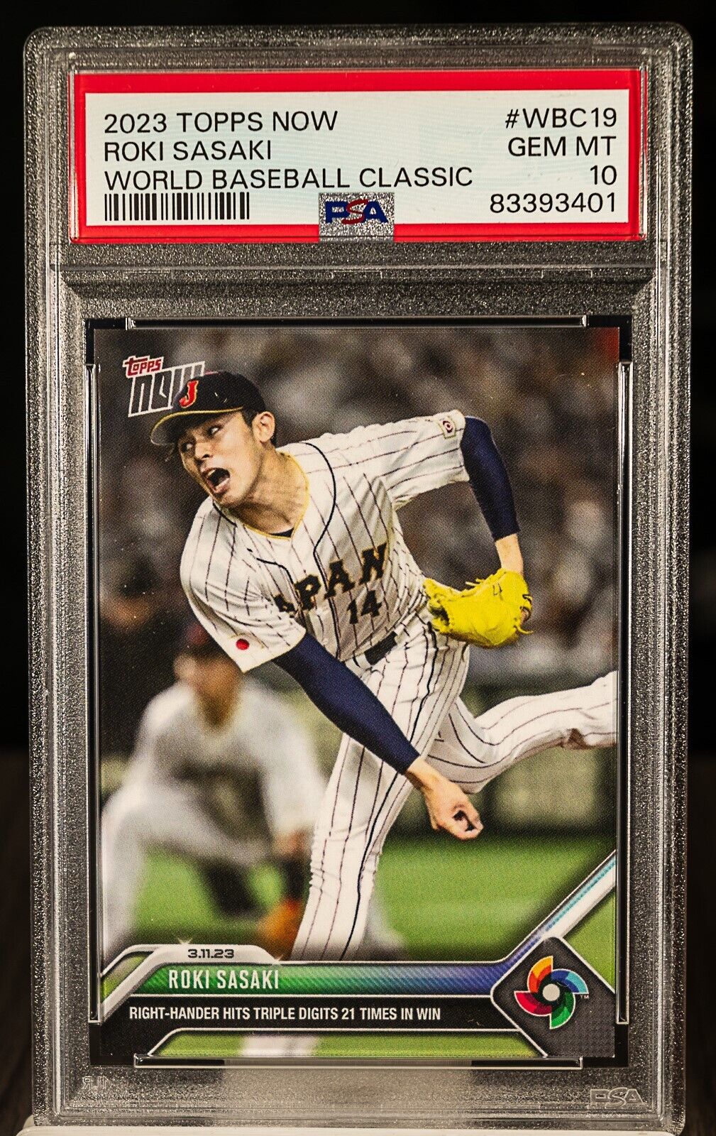 83393401 ROKI SASAKI 2023 Topps Now WBC19 World Baseball Classic PSA 10