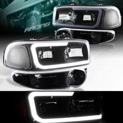 FAROS LED NEGROS DRL + PARACHOQUES CON REFLECTOR TRANSPARENTE AJUSTE 01-06 GMC YUKON 1500 DENALI Foto 1 de 4