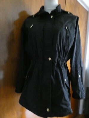 Abrigo Cole Haan Negro Cremallera Forrado con Pestañas Enrollables Guisante Mediano Foto 1 de 4