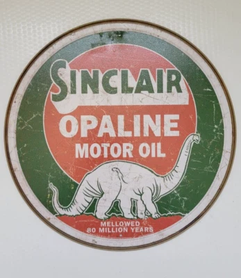 Sinclair Opaline Motor Oil 80 Million Years Dinosaur Round 12in Sign - Image 1 of 2