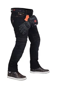 Men Motorbike Motorcycle SKINNY SLIM JEANS STRETCH Denim with Protective Lining - Picture 1 of 7
