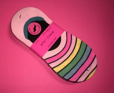 6 PK BETSEY JOHNSON WOMENS STRIPES 💕HEARTS SNEAKER LINER SOCKS  Size 5-10 NWT - Image 1 of 4