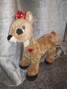 Build A Bear Clarice  polka bow THE Red nose Reindeer Flashing Red Love Heart