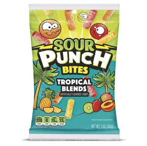 Sour Punch Bites, Tropical Fruit Flavors, Soft & Chewy Sour Candy, 5Oz Bag (12 P - Picture 1 of 12