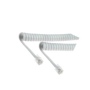 2X TEL-4C-01T-WH Kabel: Telefon spiralförmig,mit Zeilensprung weiß 1m BQ CABLE - Bild 1 von 1