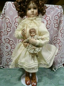 50cm = superb artist doll = Sophie and her doll toy porcelain on base - Picture 1 of 12