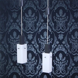Coppia lampadari vintage Design anni 50 paralume parallelepipedo vetro opalino - Foto 1 di 11