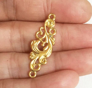 6 vergoldete filigrane Verbinder 12x36mm, vergoldete Legierung Verbinder - Bild 1 von 2