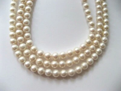 Lotto di N°3 Fili Perle Coltivate di Acqua Dolce Bianche  9mm. ,Lunghe cm.40 - Immagine 1 di 3