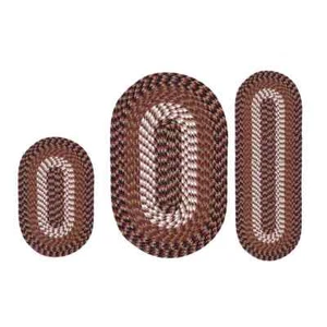 Alpine Collection 3-Piece Burgundy Stripe Braided Rug Set - (36" x 54" : 18" x 5 - Picture 1 of 3
