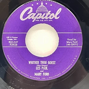 Les Paul Mary Ford Whither Thou Goest / Mandolino 45 Vinyl Capitol 1954 F2928 - Imagen 1 de 4