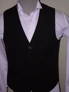 #476 MENS SHERLOCK VICTORIAN DICKENS STYLE 5 BUTTON BLACK VEST MADE IN USA SM - Picture 1 of 3