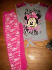 Disney Minnie Mouse 2 Pc Top & Pants Set Pink Camo Bow Girls Outfit Sz Xl 14 16