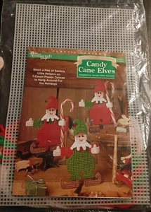 NEW The Needlecraft Shop Christmas Trimmings Candy Cane Elves Plastic Canvas Kit - Picture 1 of 5