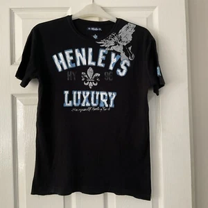 mens henley t shirt Black Size Small - Picture 1 of 3