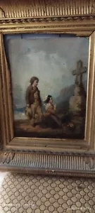 Ancien Tableau Auguste Delacroix (1809-1868) La Priere Des Enfants De Pecheur - Foto 1 di 24