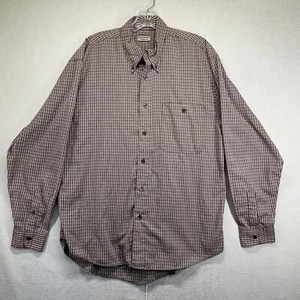 Bugle Boy Button Down Long Sleeved Brown Plaid Shirt Wrinkle Resistant Medium - Picture 1 of 17