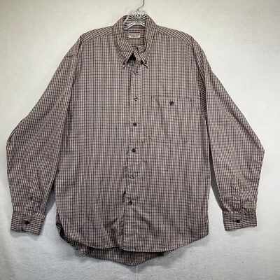Bugle Boy Button Down Long Sleeved Brown Plaid Shirt Wrinkle Resistant Medium - Image 1 of 4