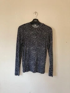 Whistles Black/Beige Animal Print Mock Neck Long Sleeve Jersey Top, Size 6, VGC - Picture 1 of 4
