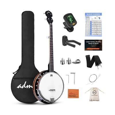 ADM Banjo 5 String Full Size Banjoes Set, 38 Inch Beginner Banjo Kit with Res... - Image 1 of 4