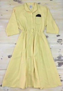 PETITES by WILLI - Vtg 60s Yellow Pin-up Mom Dress, Shoulder Pads, Womens 10 10P - Picture 1 of 12