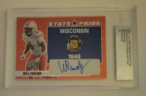 Will Pauling 2024 Leaf Metal Football Prospect RC Auto #1/1 WIsconsin Notre Dame - Picture 1 of 3
