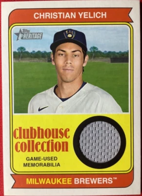 2023 Topps Heritage Clubhouse Collection Relic #CCR-CY Christian Yelich Brewers - Image 1 of 2