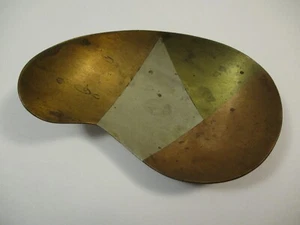 Vintage MCM Mexico Mixed Married Metals Brass Copper Dish Kidney Shape E Cabello - Picture 1 of 5