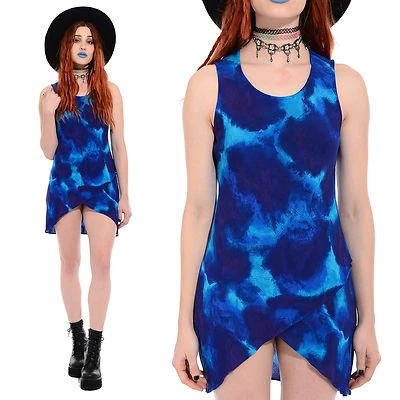 Vtg 90s Seapunk TIE DYE Mini Dress Grunge Festival Hippie Psychedelic Tunic Top - Image 1 of 4