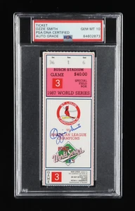 Ozzie Smith Signed 1987 World Series Game 3 Ticket - Autograph Graded (PSA) 10 - Picture 1 of 2