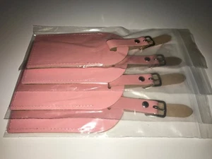Qty 4 Leather Luggage Tags ref light pink - handmade in the uk - Picture 1 of 1