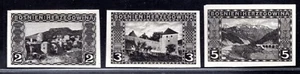BOSNIA & HERZEGOVINA 1906 THREE ENGRAVED IMPERF PROOFS IN BLACK - Picture 1 of 2