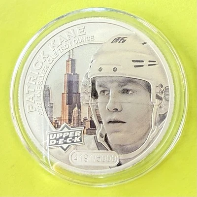 Moneda de plata Patrick Kane 2017 Upper Deck Grandeur 1 OZ 4191/5000 Foto 1 de 3