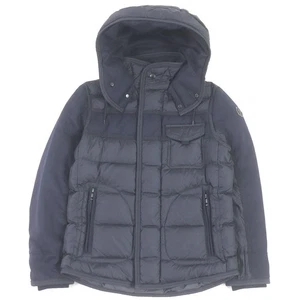 MONCLER Ryan Wool Leather Patch Hooded Down Jacket Size 0 #EI BGA - Picture 1 of 10