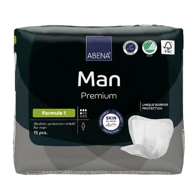 ABENA MAN FORMULA 1 Coussinets pour Hommes 15pcs. Vessie Protection Incontinence - Image 1 of 4