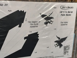 SKYS DECALS # SD-39(2) 1:32nd IAF F-16C/D BARAK TAIL MARKINGS SHEETS - Picture 1 of 2
