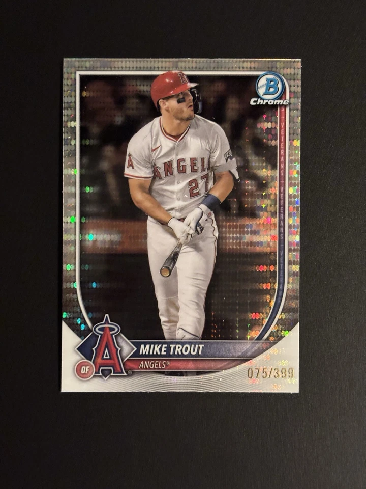 2025 Bowman Chrome бейсбол Mike Trout Pulsar переливающаяся карточка /399 #26 Angels 🔥 - Изображение 1 из 1