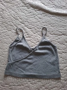 topshop Grey Crop Top Size 10 - Picture 1 of 4