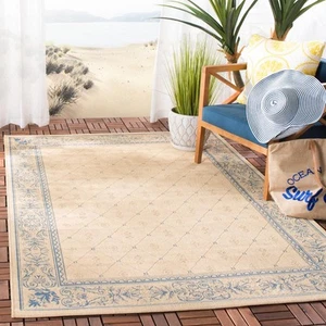 Accent Rug  4x 57 Natural Blue Non Shedding Easy Care Indoor Outdoor Washabl - Picture 1 of 1