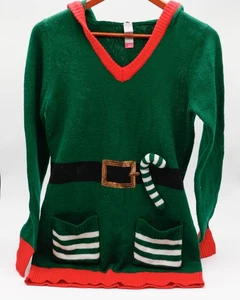 Neu ohne Etikett "No Boundaries" Elfe Weihnachtspullover, Kapuze, Medium 7-9 - Bild 1 von 8