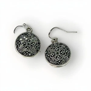 Sterling Silber runde Markasiten Ohrhänger 0,5 Zoll lang - Bild 1 von 6